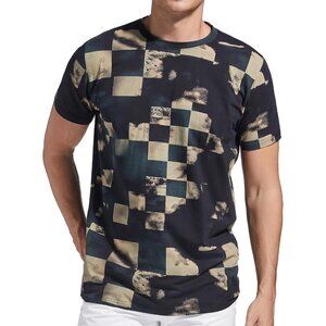 Men Navy Blue Hipster Hip Hop Short Sleeve Print T Shirt Casual Fashion Tee